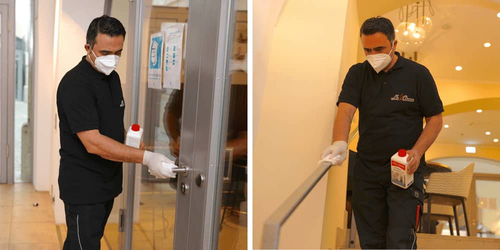 Unsere erfahrenden Reinigungskräfte bei der Desinfektionsreinigung in Haus, Wohnung und Büro gegen Viren und Bakterien