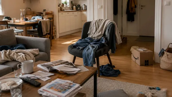 Aufgeräumtes Wohnzimmer nach einer gründlichen Reinigung