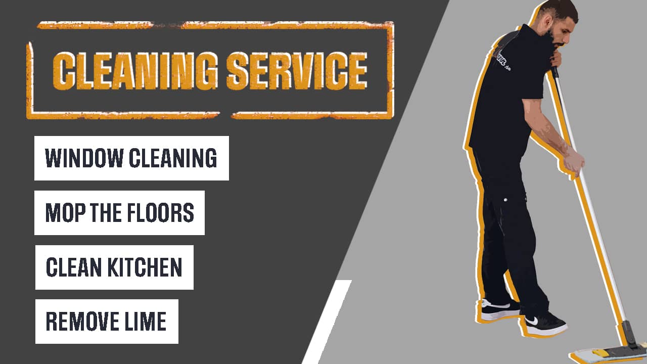 Video about Cleaning Service the windows, mop the floors, kitchen